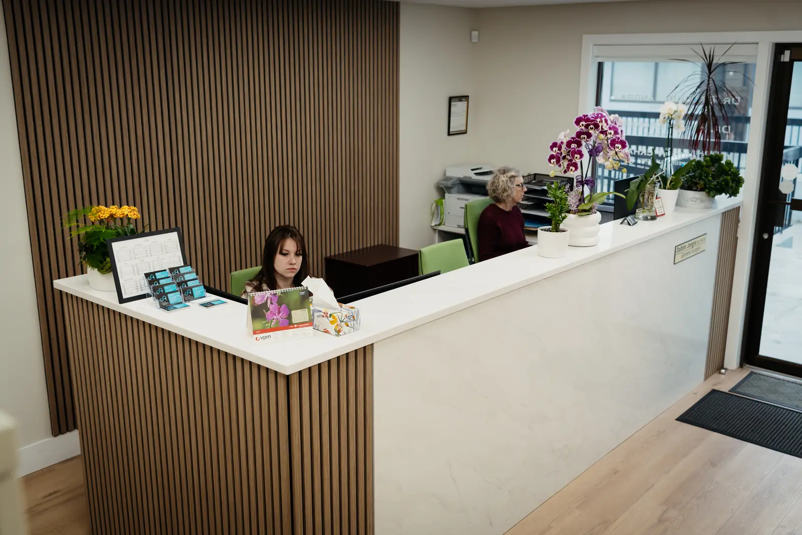 The front desk at the McCallum Road clinic